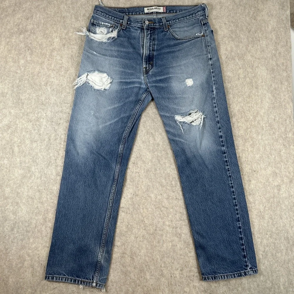 Levis‎ 505 Jeans Mens 36x32 Blue Regular Fit Straight Leg Medium Wash Denim